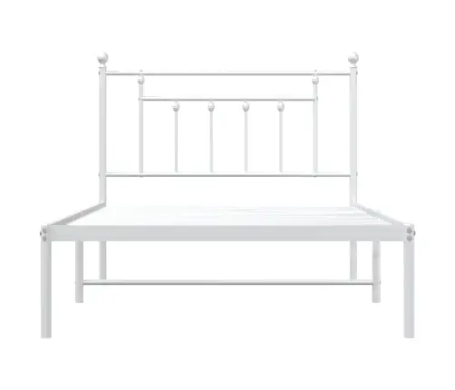 Metallist Voodiraam Peatsiga, Valge, 107X203 Cm