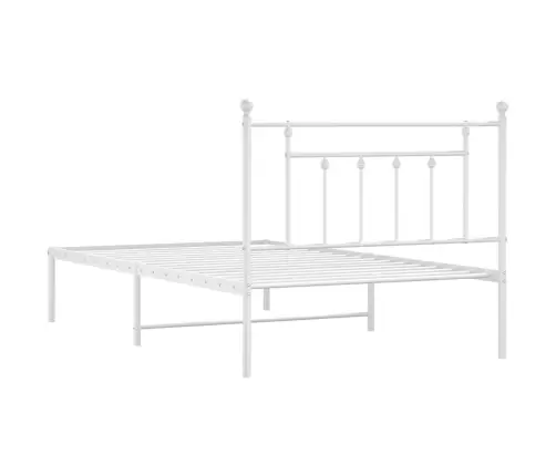 Metallist Voodiraam Peatsiga, Valge, 107X203 Cm