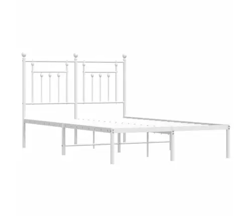 Gultas Rāmis Ar Galvgali, Balts Metāls, 120X190 Cm Vidaxl