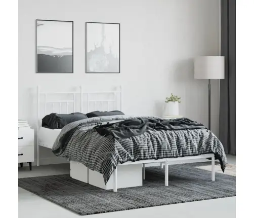 Gultas Rāmis Ar Galvgali, Balts Metāls, 120X190 Cm Vidaxl