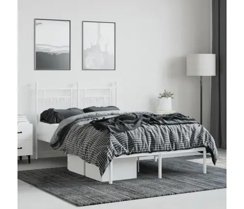 Metalinis Lovos Rėmas Su Galvūgaliu, Baltos Spalvos, 120X200Cm