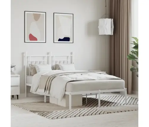 Metalinis Lovos Rėmas Su Galvūgaliu, Baltos Spalvos, 120X200Cm