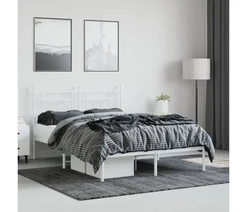 Metalinis Lovos Rėmas Su Galvūgaliu, Baltos Spalvos, 140X200Cm