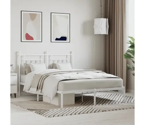 Metalinis Lovos Rėmas Su Galvūgaliu, Baltos Spalvos, 140X200Cm