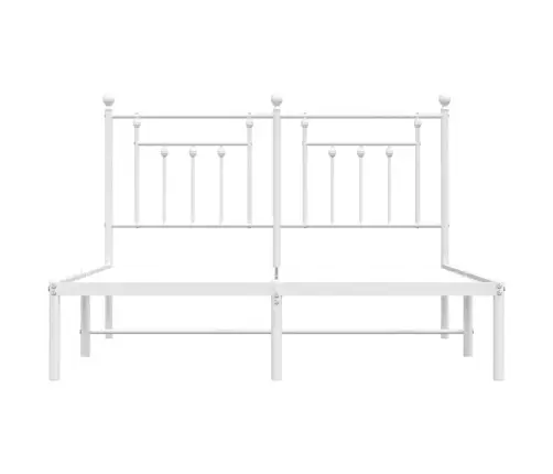 Metallist Voodiraam Peatsiga, Valge, 150X200 Cm