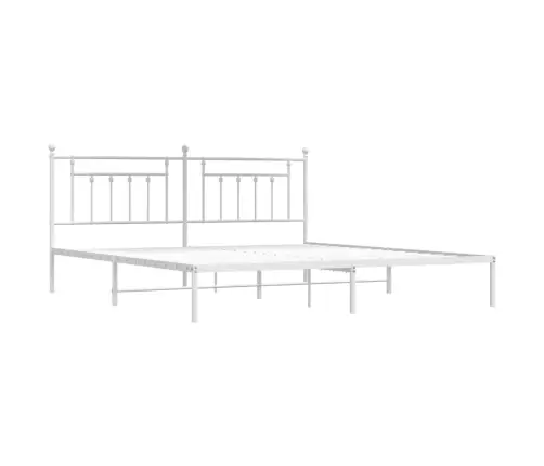 Metallist Voodiraam Peatsiga, Valge, 200X200 Cm