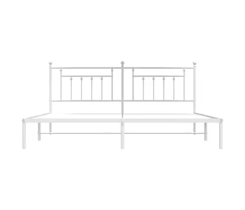 Metallist Voodiraam Peatsiga, Valge, 200X200 Cm