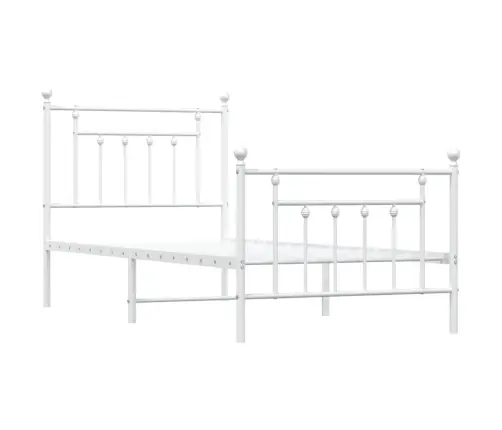 Metallist Voodiraam Peatsi Ja Jalutsiga, Valge, 90 X 200 Cm