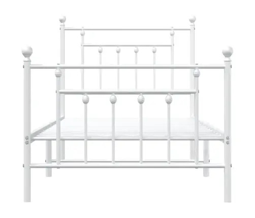 Metallist Voodiraam Peatsi Ja Jalutsiga, Valge, 90 X 200 Cm