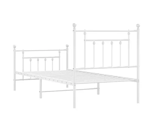 Metallist Voodiraam Peatsi Ja Jalutsiga, Valge, 90 X 200 Cm