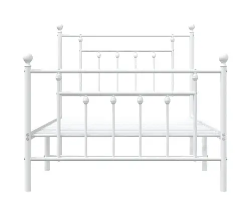 Metallist Voodiraam Peatsi Ja Jalutsiga, Valge, 100X190 Cm