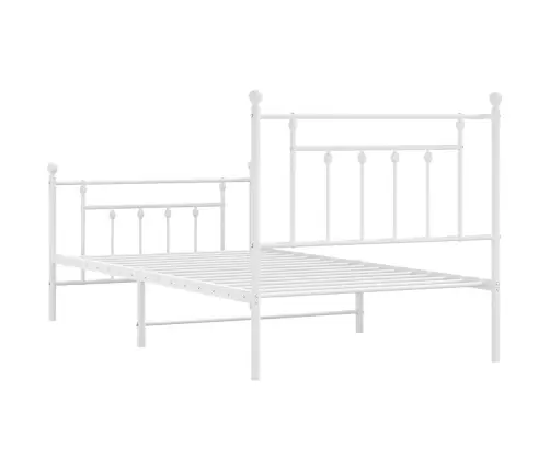 Metallist Voodiraam Peatsi Ja Jalutsiga, Valge, 100X190 Cm