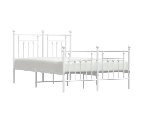 Metallist Voodiraam Peatsi Ja Jalutsiga, Valge, 120 X 190 Cm