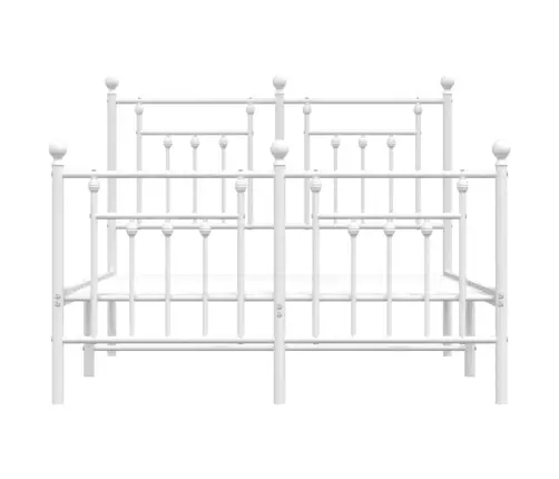 Metallist Voodiraam Peatsi Ja Jalutsiga, Valge, 120 X 190 Cm