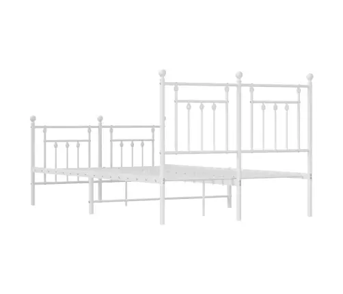 Metallist Voodiraam Peatsi Ja Jalutsiga, Valge, 120 X 190 Cm