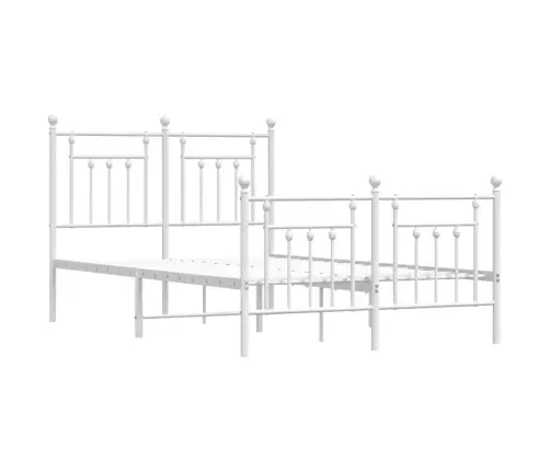 Gultas Rāmis Ar Galvgali Un Kājgali, Balts Metāls, 135X290 Cm Vidaxl
