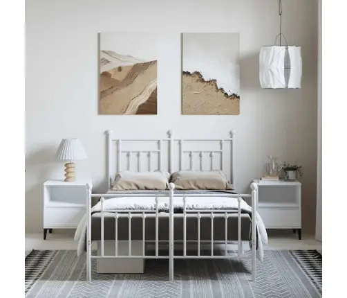 Gultas Rāmis Ar Galvgali Un Kājgali, Balts Metāls, 135X290 Cm Vidaxl