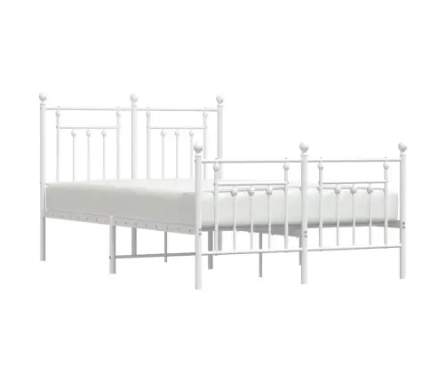 Gultas Rāmis Ar Galvgali Un Kājgali, Balts Metāls, 135X290 Cm Vidaxl