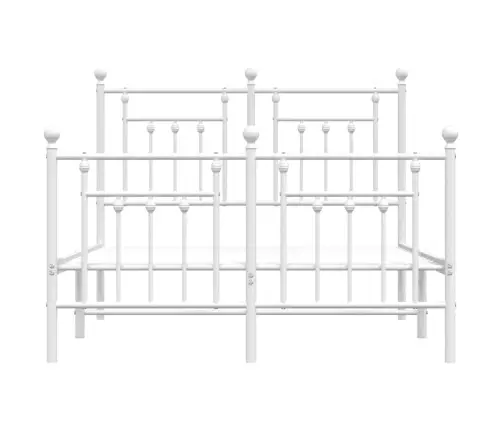 Gultas Rāmis Ar Galvgali Un Kājgali, Balts Metāls, 135X290 Cm Vidaxl