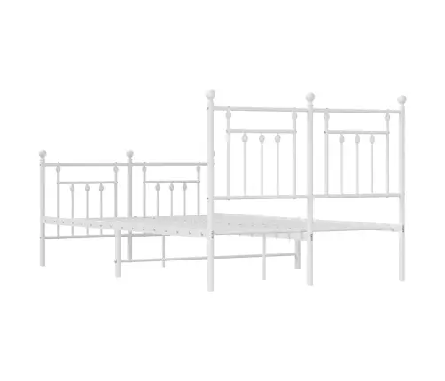 Gultas Rāmis Ar Galvgali Un Kājgali, Balts Metāls, 135X290 Cm Vidaxl