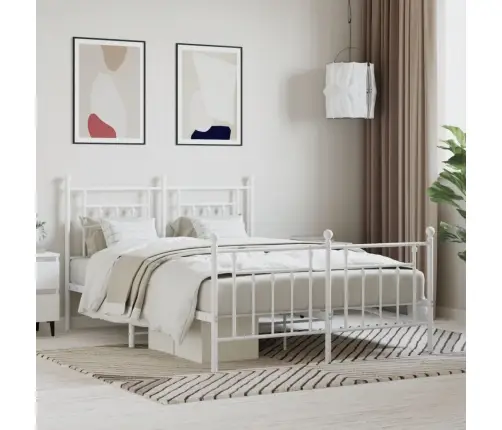 Lovos Rėmas Su Galvūgaliu/Kojūgaliu, Baltas, 140X190cm Metalas
