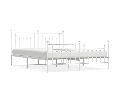 Gultas Rāmis Ar Galvgali Un Kājgali, Balts Metāls, 183X213 Cm Vidaxl