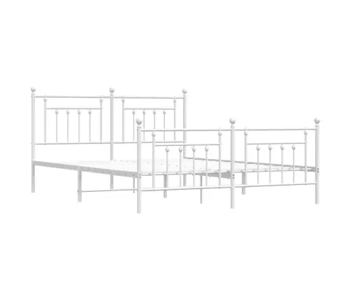 Gultas Rāmis Ar Galvgali Un Kājgali, Balts Metāls, 183X213 Cm Vidaxl