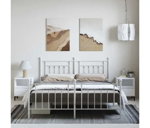 Gultas Rāmis Ar Galvgali Un Kājgali, Balts Metāls, 183X213 Cm Vidaxl