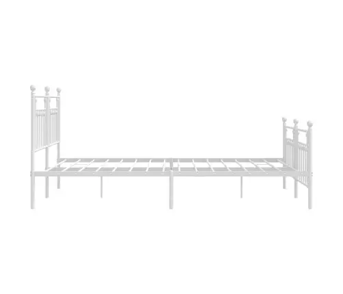 Gultas Rāmis Ar Galvgali Un Kājgali, Balts Metāls, 183X213 Cm Vidaxl