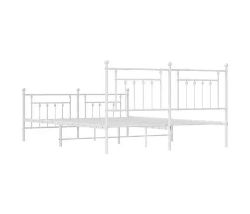 Gultas Rāmis Ar Galvgali Un Kājgali, Balts Metāls, 183X213 Cm Vidaxl