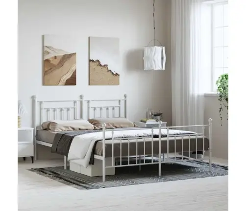 Gultas Rāmis Ar Galvgali Un Kājgali, Balts Metāls, 183X213 Cm Vidaxl