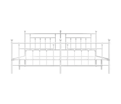 Gultas Rāmis Ar Galvgali Un Kājgali, Balts Metāls, 193X203 Cm Vidaxl