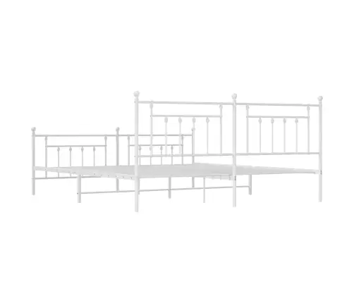 Gultas Rāmis Ar Galvgali Un Kājgali, Balts Metāls, 193X203 Cm Vidaxl