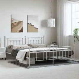 Gultas Rāmis Ar Galvgali Un Kājgali, Balts Metāls, 193X203 Cm Vidaxl