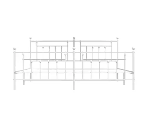 Metallist Voodiraam Peatsi Ja Jalutsiga, Valge, 200 X 200 Cm