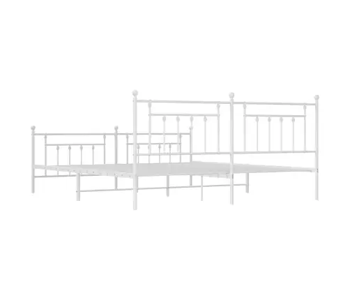 Metallist Voodiraam Peatsi Ja Jalutsiga, Valge, 200 X 200 Cm