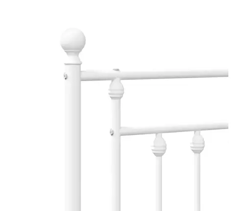 Metallist Voodiraam Peatsi Ja Jalutsiga, Valge, 200 X 200 Cm