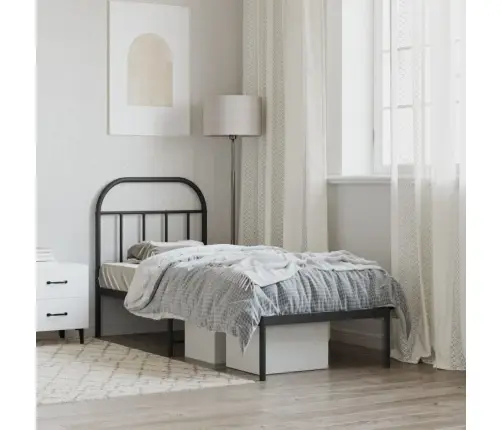 Metallist Voodiraam Peatsiga, Must, 75X190 Cm