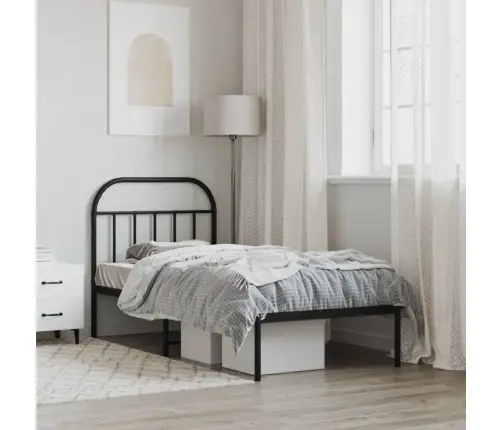 Metalinis Lovos Rėmas Su Galvūgaliu, Juodos Spalvos, 80X200Cm