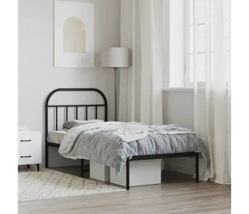 Metalinis Lovos Rėmas Su Galvūgaliu, Juodos Spalvos, 90X200Cm