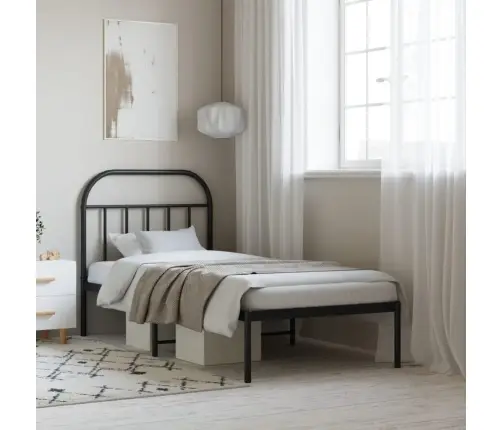 Metalinis Lovos Rėmas Su Galvūgaliu, Juodos Spalvos, 90X200Cm