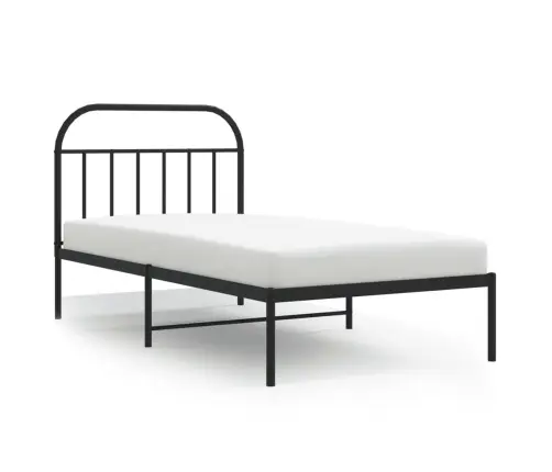 Gultas Rāmis Ar Galvgali, Melns Metāls, 107X203 Cm Vidaxl