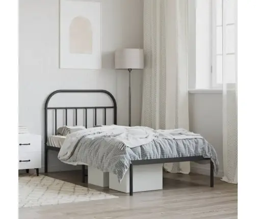 Gultas Rāmis Ar Galvgali, Melns Metāls, 107X203 Cm Vidaxl