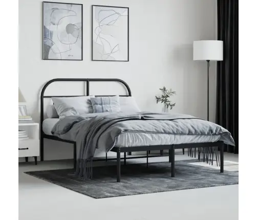 Gultas Rāmis Ar Galvgali, Melns Metāls, 120X190 Cm Vidaxl