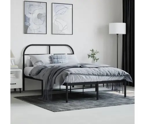 Gultas Rāmis Ar Galvgali, Melns Metāls, 120X200 Cm Vidaxl