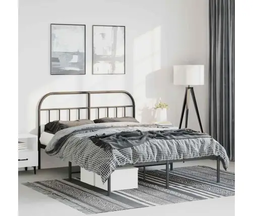 Metalinis Lovos Rėmas Su Galvūgaliu, Juodos Spalvos, 135X190Cm