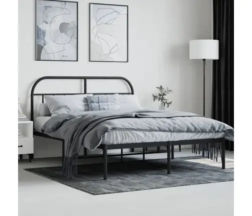 Metallist Voodiraam Peatsiga, Must, 140X190 Cm