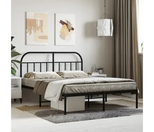 Metallist Voodiraam Peatsiga, Must, 140X190 Cm