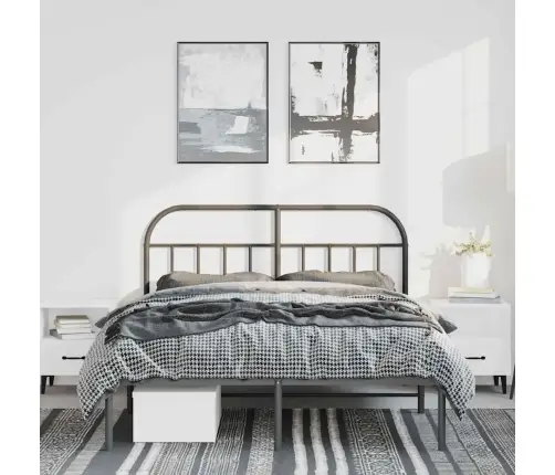 Gultas Rāmis Ar Galvgali, Melns Metāls, 150X200 Cm Vidaxl
