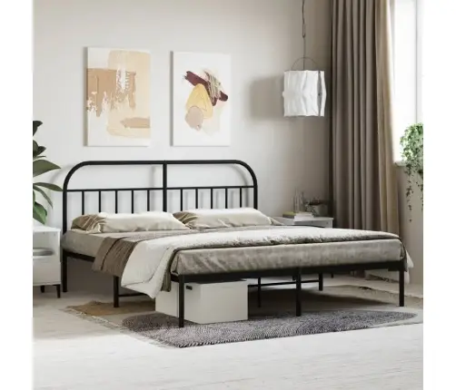 Gultas Rāmis Ar Galvgali, Melns Metāls, 180X200 Cm Vidaxl